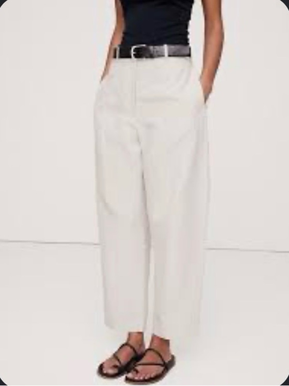 Banana Republic High-Rise Barrel Tencel Linen Blend in Lunar Dust Taupe